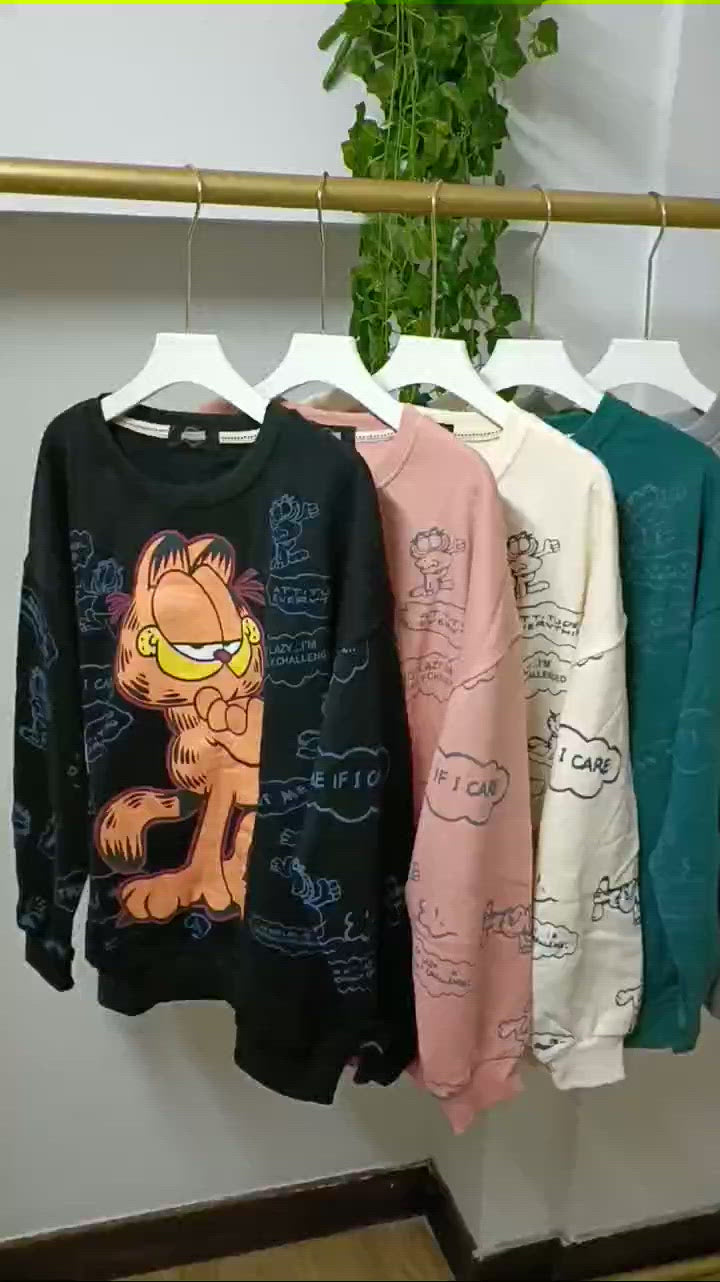 Women's oversized cartoon printed sweatshirts