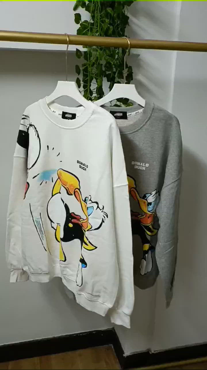 Women's oversized cartoon printed sweatshirts