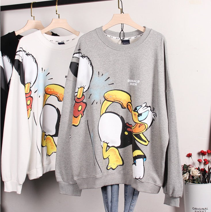 Women's oversized cartoon printed sweatshirts