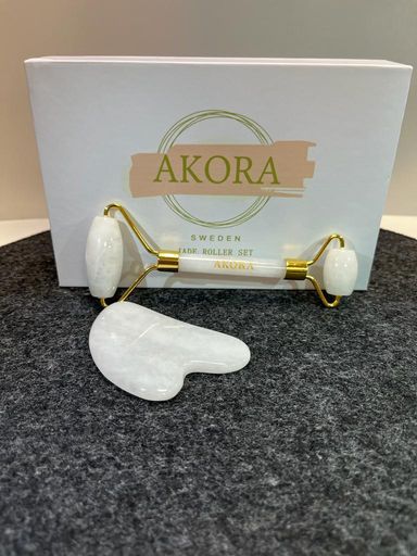 Akora-Natural Jade Massager Set-White