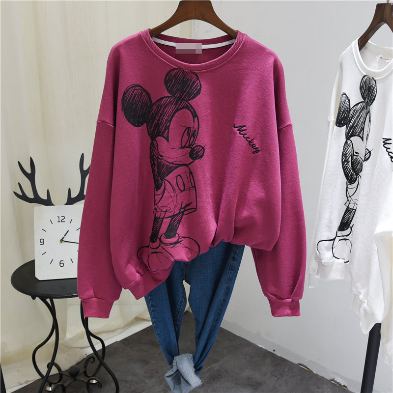 Women's oversized cartoon printed sweatshirts